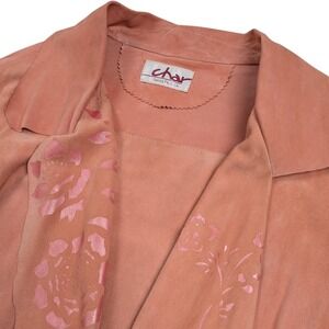 Vintage Char Santa Fe Suede Leather Jacket Sz Small Floral Metallic Boho‎ Fringe